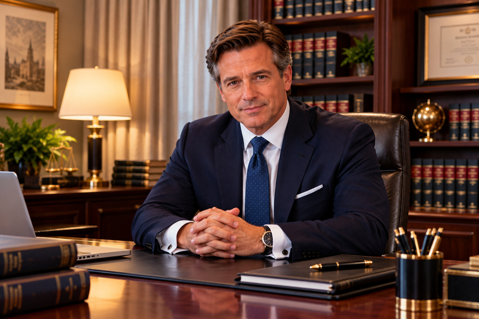Attorney portrait in a law office